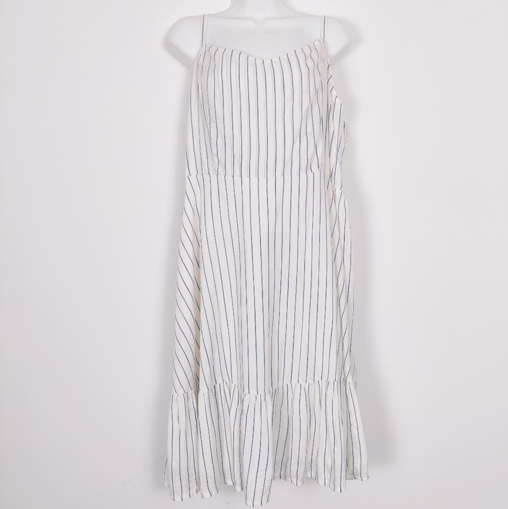 Old Navy White and Blue Striped Midi Dress